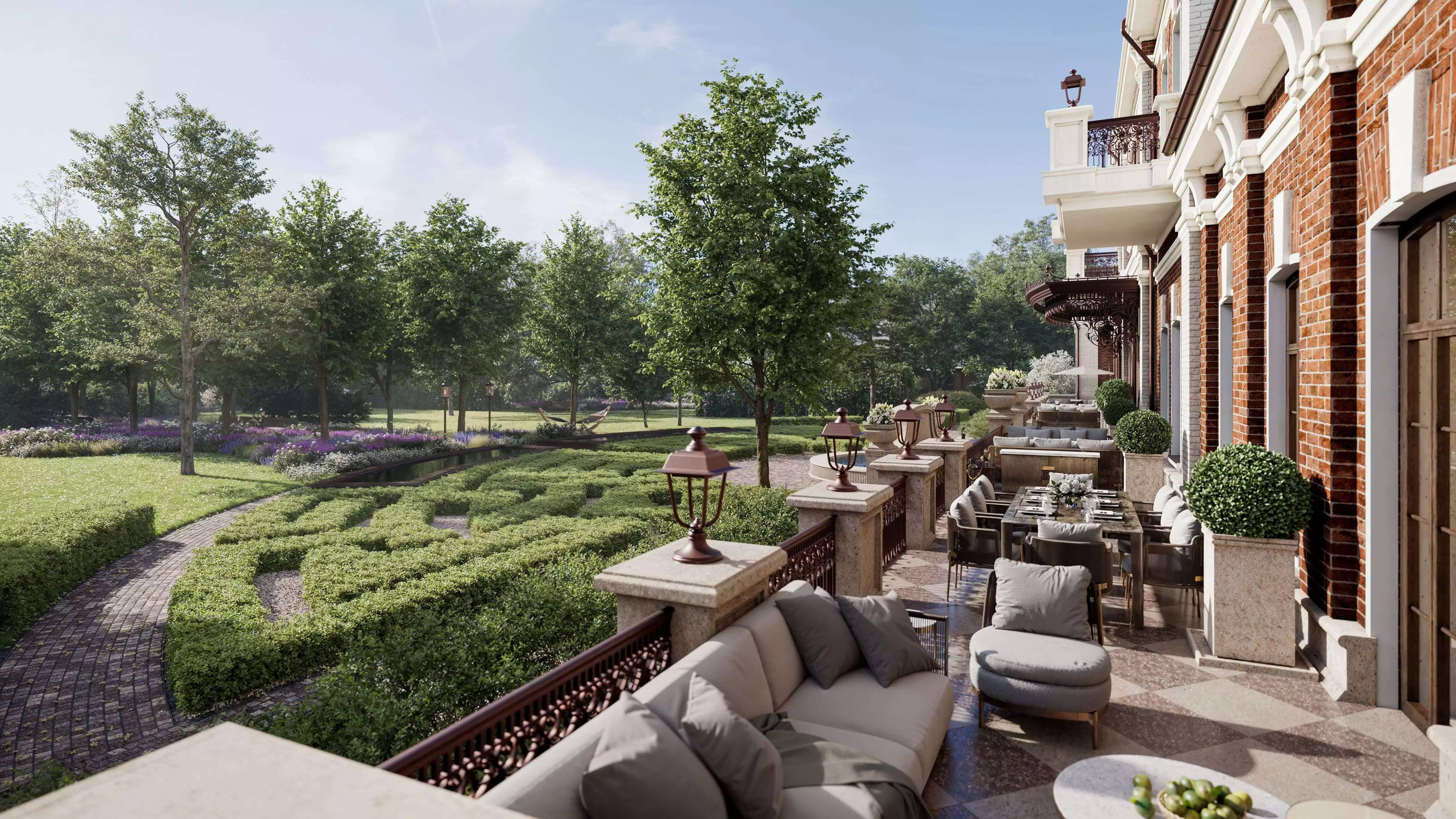 Терраса с видом на приватный парк