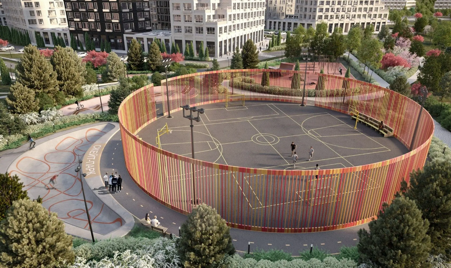 Спортивные площадки, корты для сквоша и тенниса