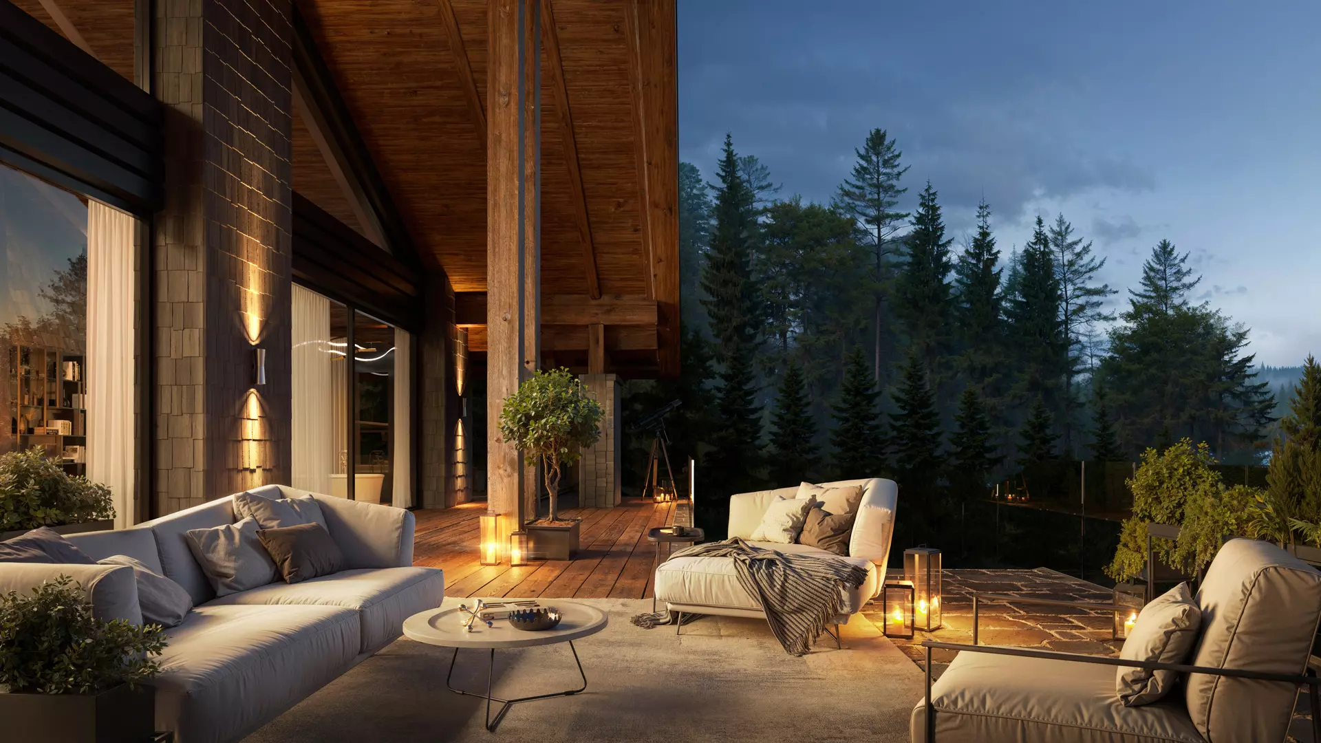 Большие открытые летние терассы