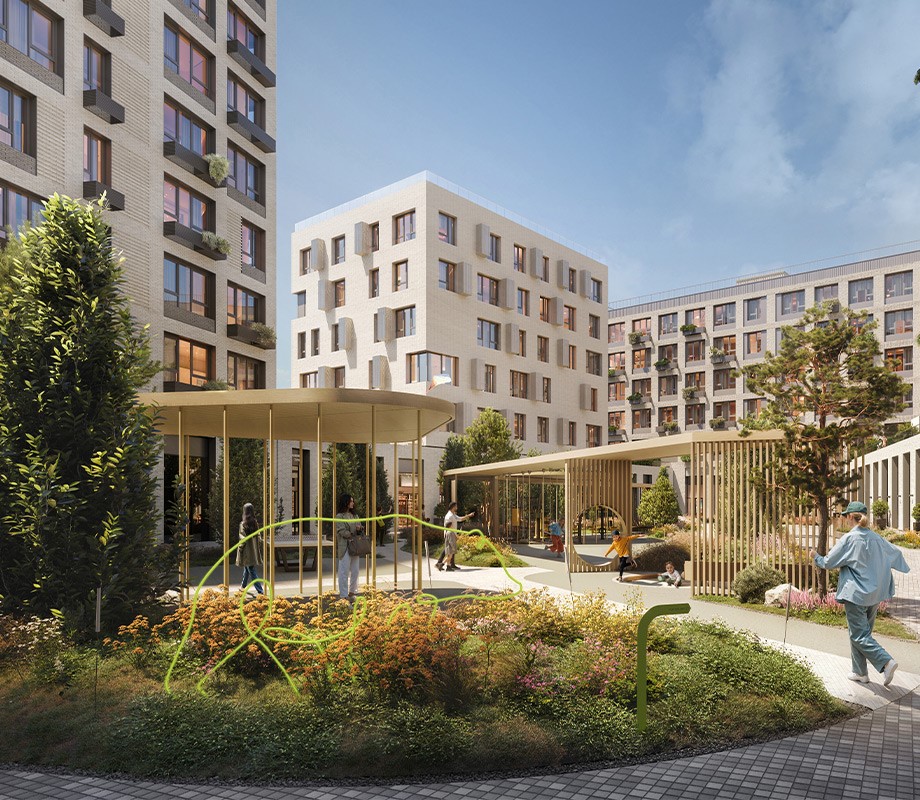 Многоквартирные дома: виды на парк и площадь, много вариантов с терассами, авторские лобби